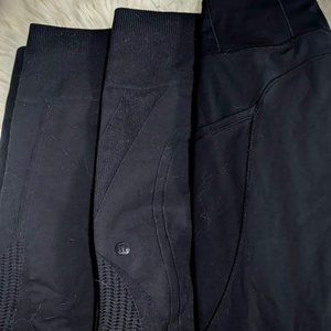 3 Black High-rise Lululemon Leggings Cropped- Size 2 (2x Wunder & Fast and Free)